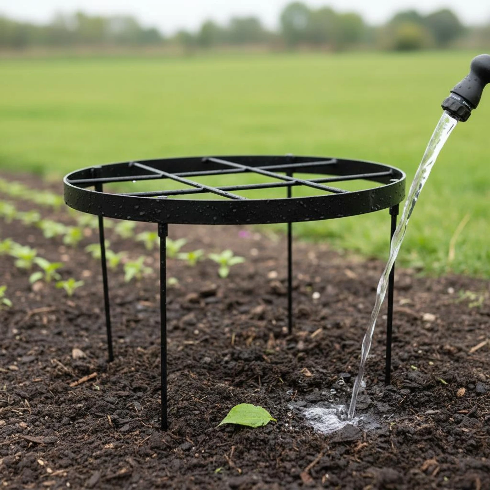 Peony Support Hoop Matte Black Peony Frame Metal Plant Support Four Legs Round Plant Frame