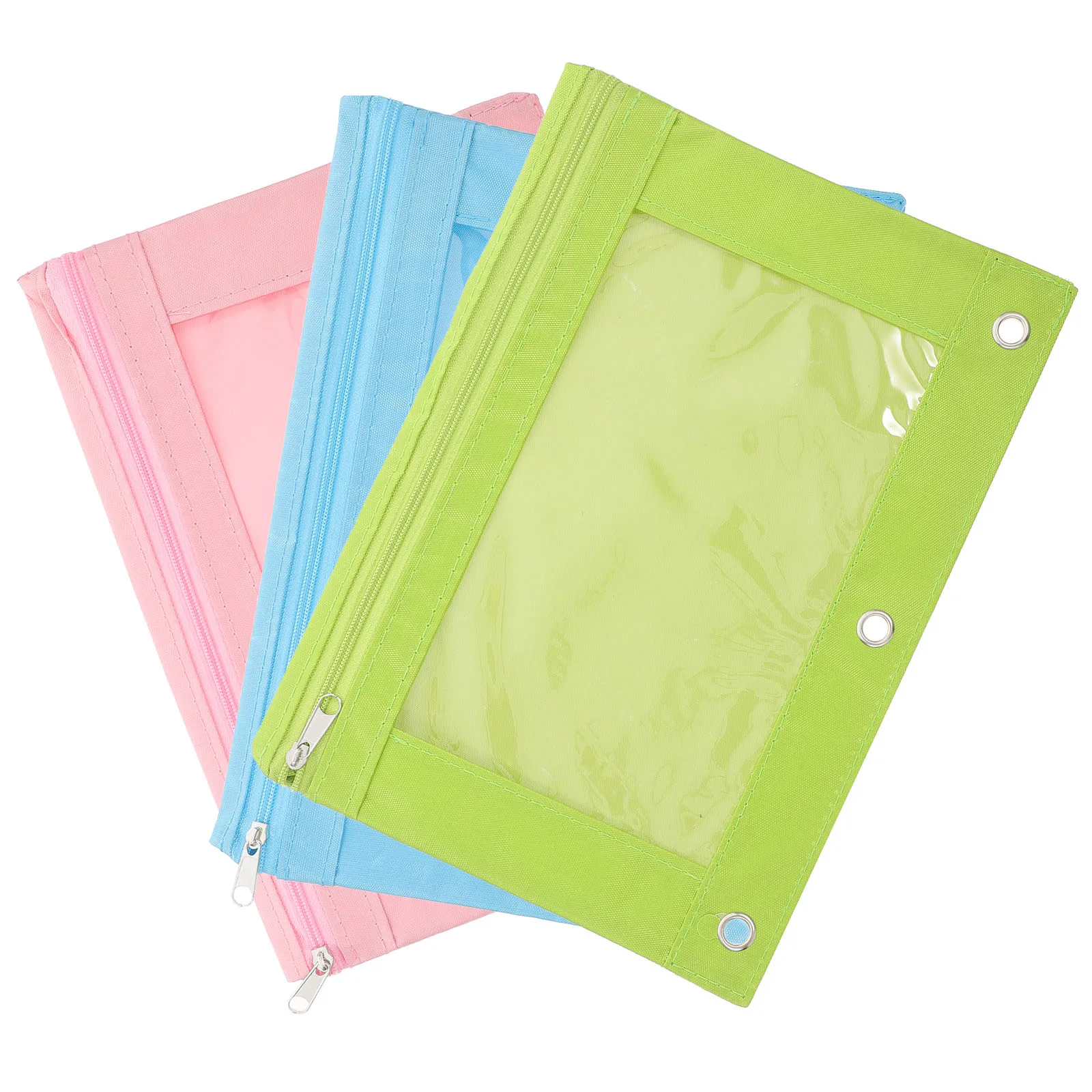 

4 Pcs File Storage Bag Binder Pens Pocket Zipper Pouch Oxford Cloth PVC Wear Resistant Easy Clean Classroom Office