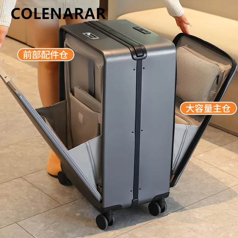 COLENARA Suitcase Front Opening Boarding Box Men's Multifunctional Trolley Case 20