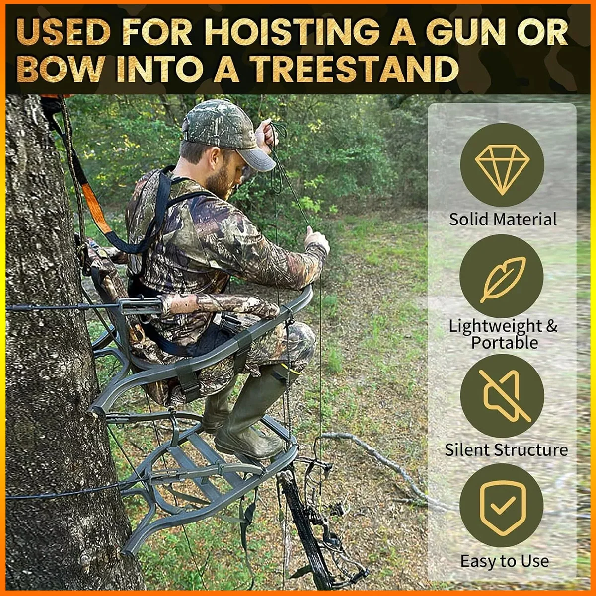 Safety System Bow & Gear Hoist 30 Foot Retractable Gear & Bow Hoist for Tree Stand Hunting Essential field Gear Tree Stand Rope