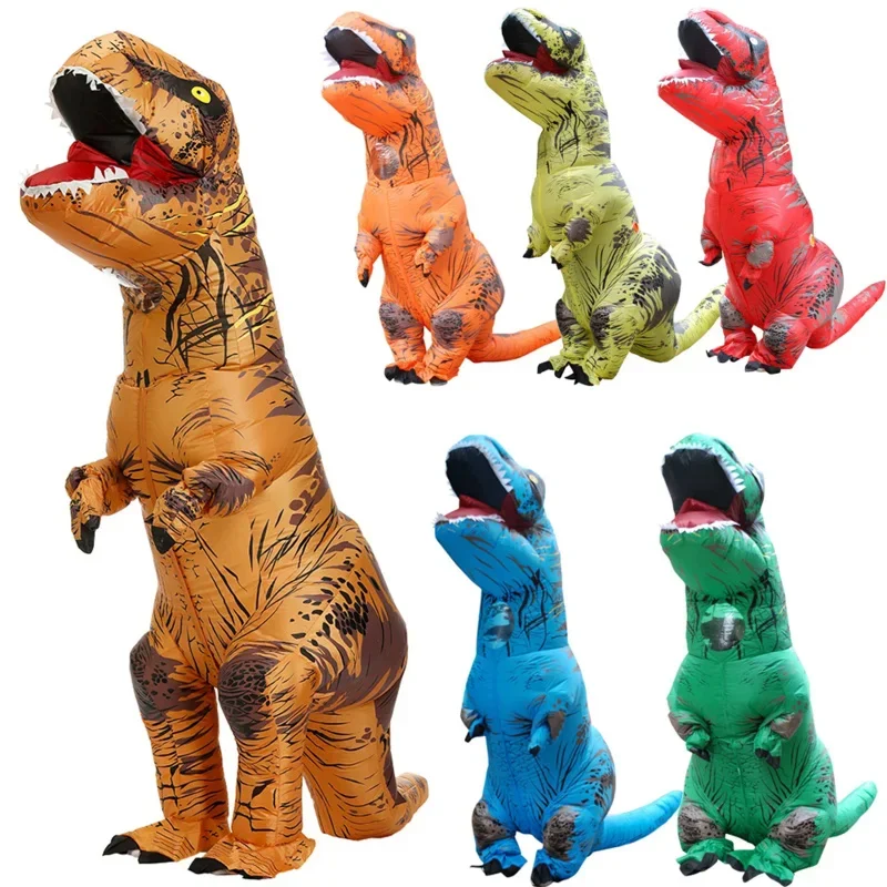 Kids Adult Inflatable Sinosaur Cosplay T-Rex Animal Cartoon Party Dress suits Halloween costume for Man Woman