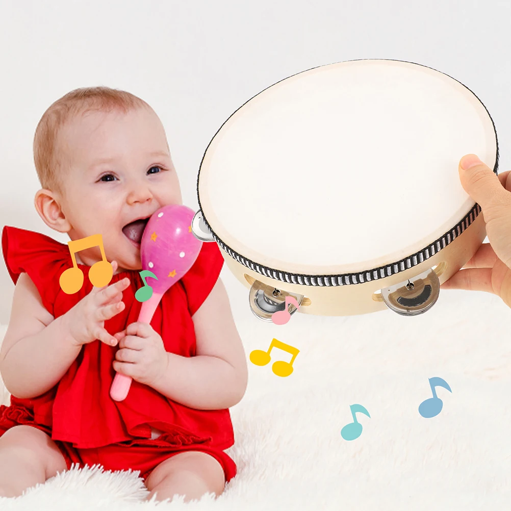 

2 Pcs Tambourine Maracas For Kids Kids Musical Instruments H bell Drum Set Durable Stainless Steel Percussion Toys