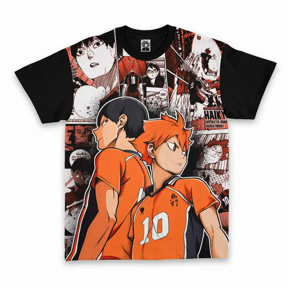 Volleyball Youth Hyuga Shoyo Yingshan Feixiong Men and Women Short Sleeved Anime Manga Street Hip Hop Loose Role Playing Top