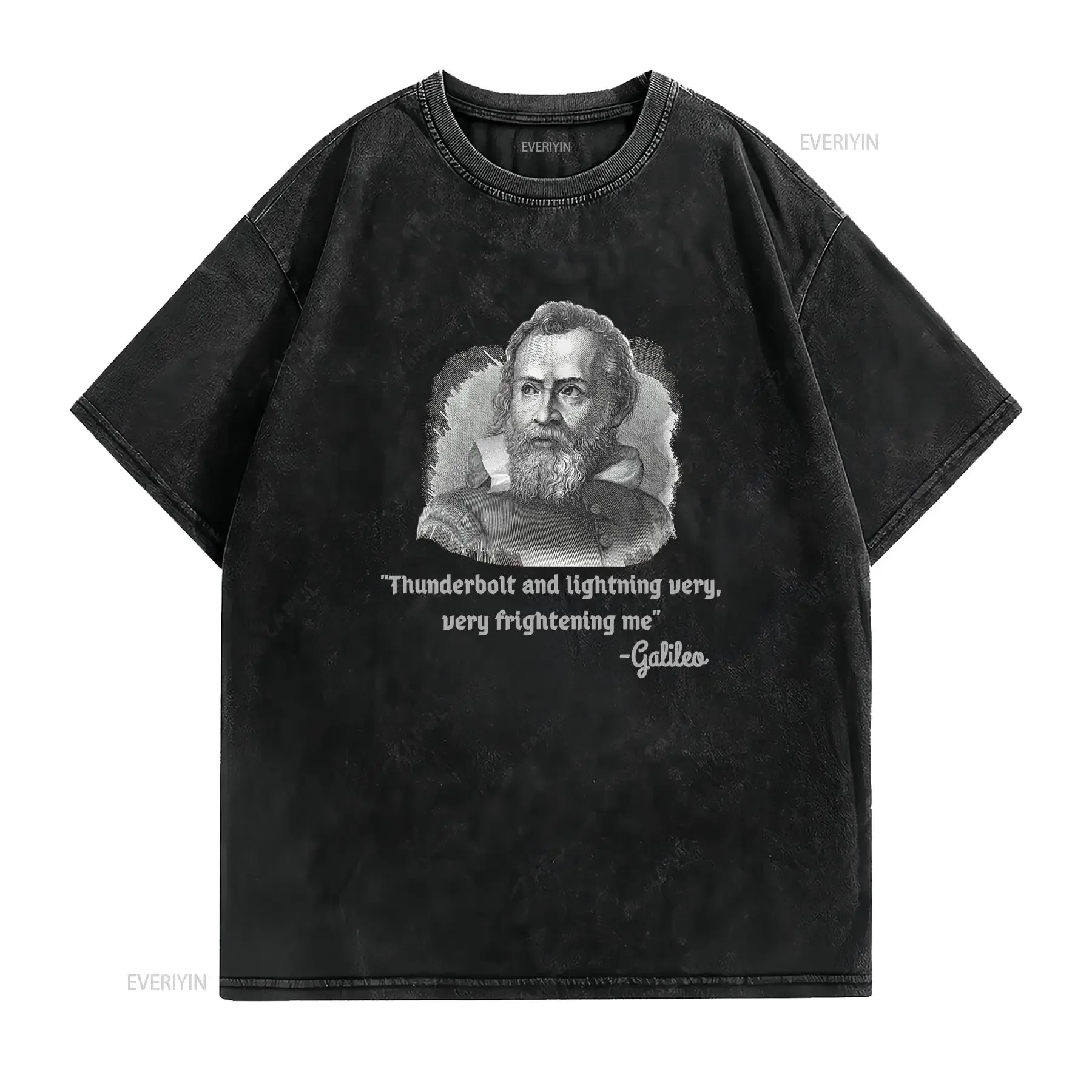 Thunderbolt lightning Galileo Meme Science Astronomy T shirt vintage Washed Soft Top For Everyday Wear Stylish Versatile