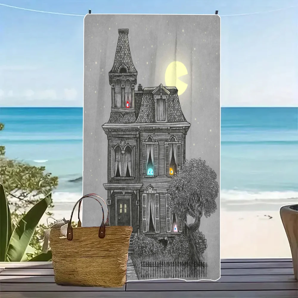 Haunted House Beach Towels, Ultra-fine Fiber Beach Blankets, Highly Absorbent Bath Towels8.19