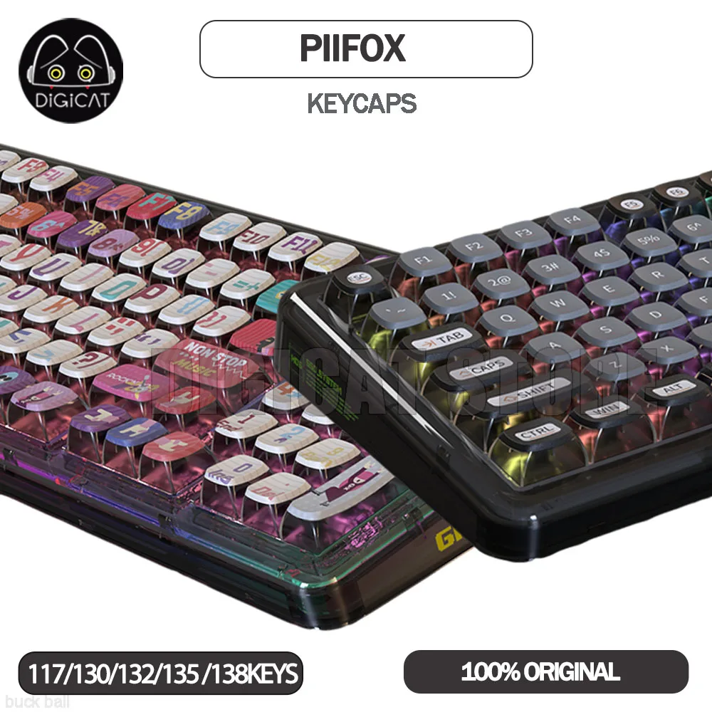 

PIIFOX PBT Keycaps Transparent OEM 117 108 135 Keys ASA Keyboard Keycap For Pc Gamer Accessories Thermal Sublimation Key Cap Set