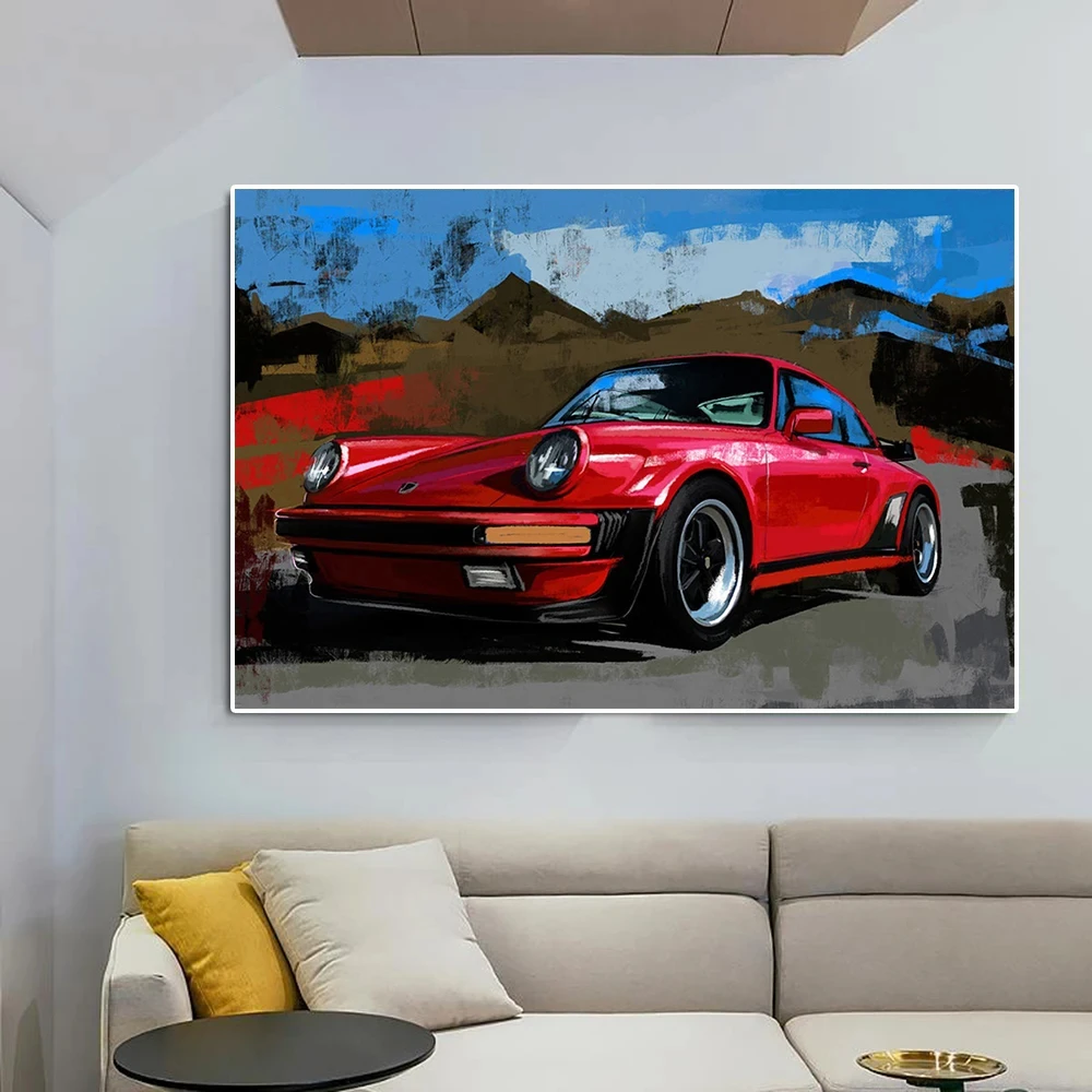 Retro Luxury Sports Car 911 Poster Print Abstract Racing Graffiti Canvas Painting Supercar Club Wall Art Room Decor Gift