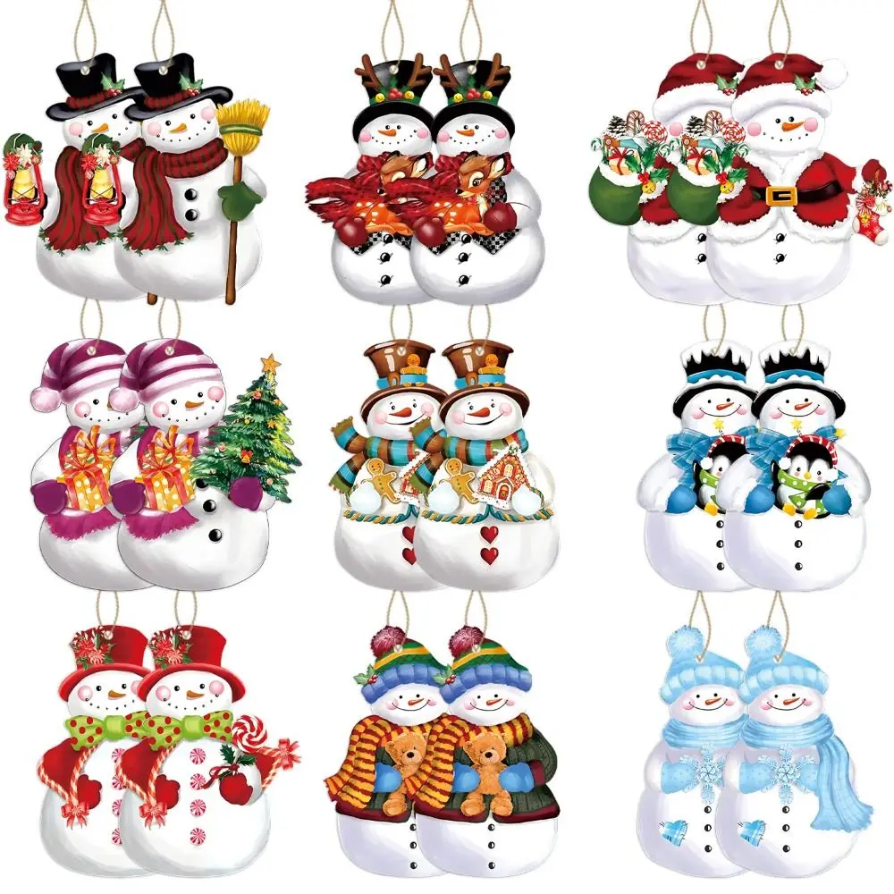 手作りのクリスマス木製ペンダント、サンタクロース、雪だるま、小さなハンギングオーナメント、クリスマスツリー、18個