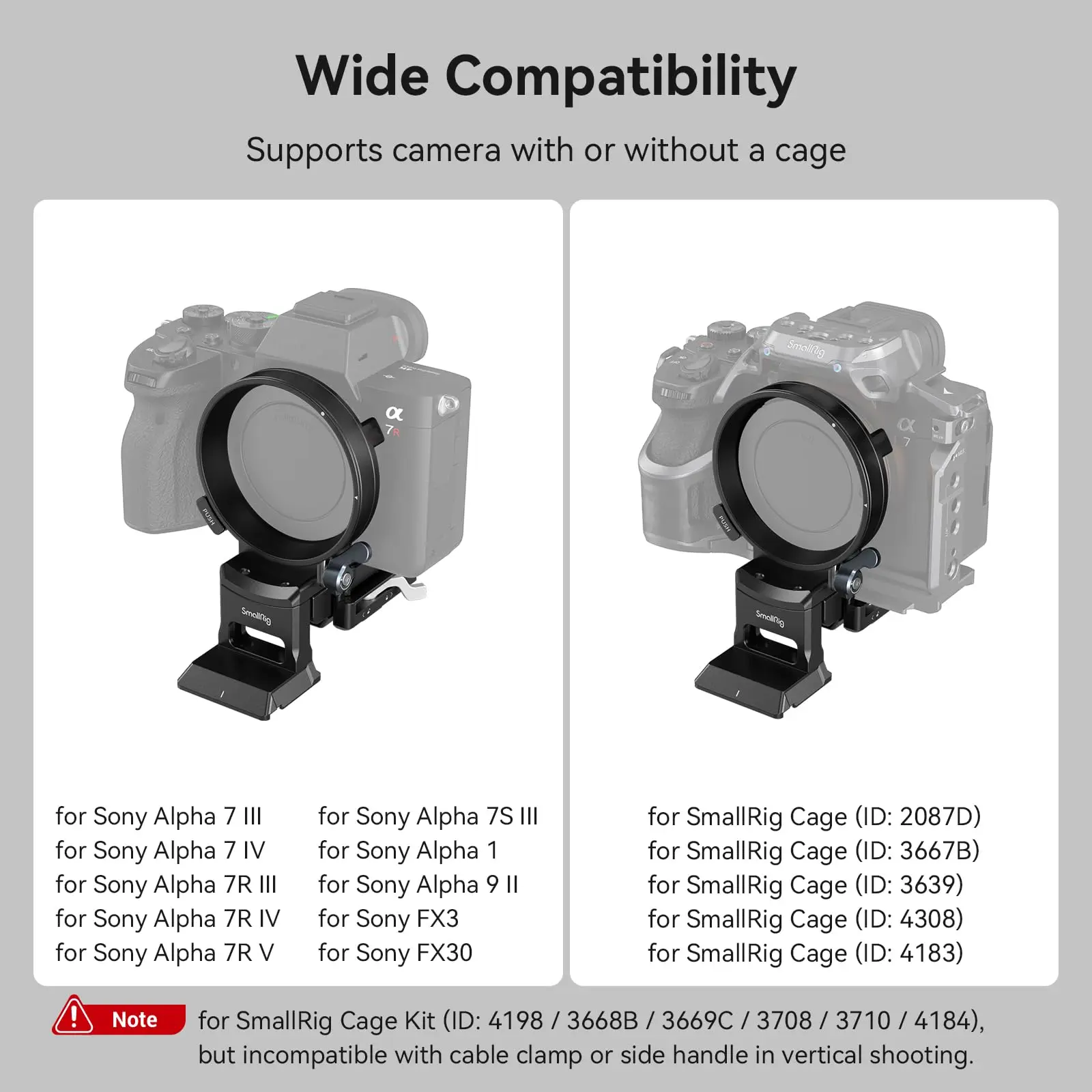 SmallRig Rotatable Collar Mount Plate for Sony Alpha 1/A7/A9/FX Series Camera Fits Plate for Arca-Type & for Manfrotto RC2 -4244