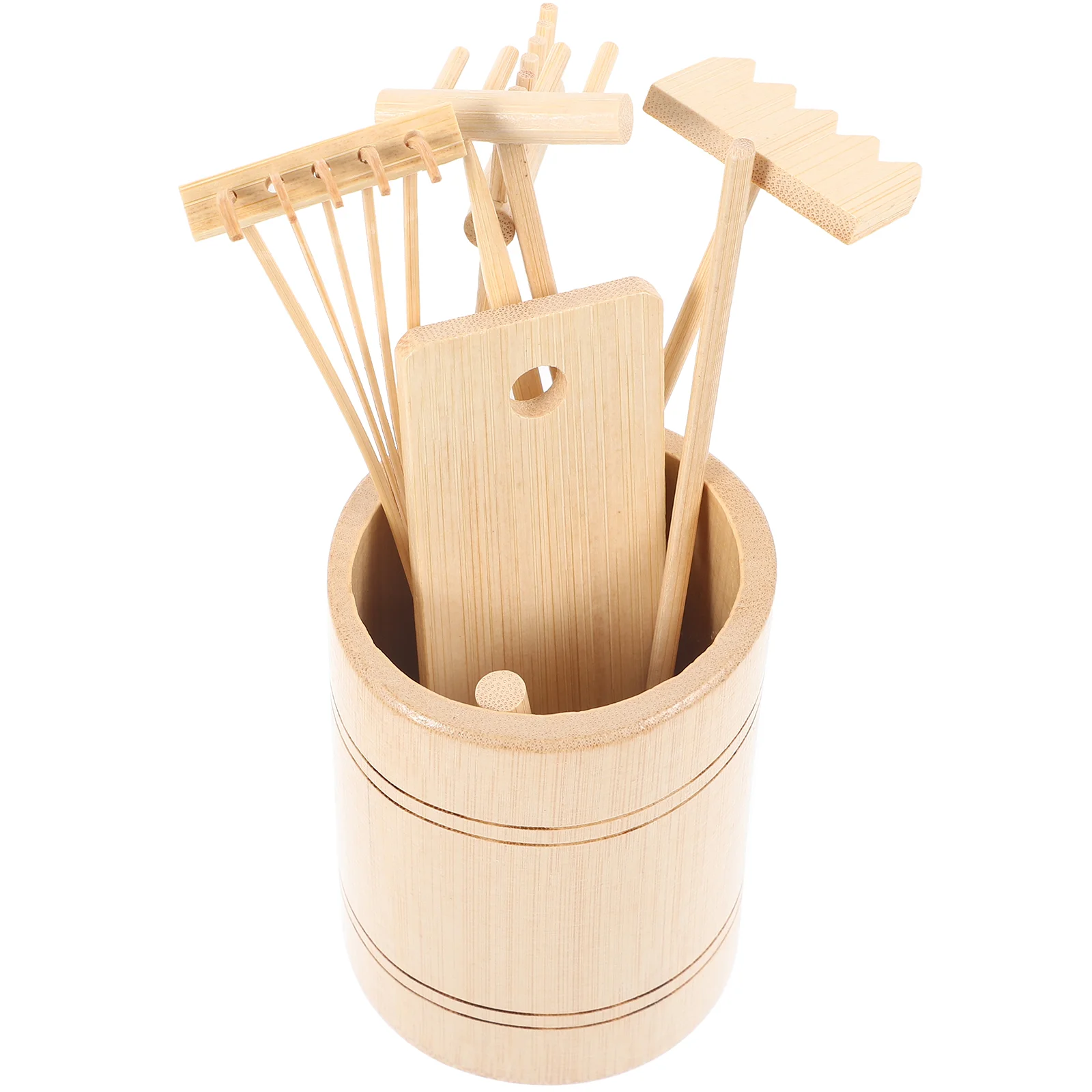 Zen Tool Set Garden Accessories Sandbox Rake Crafts Table Wooden Mini for Tools Miniature