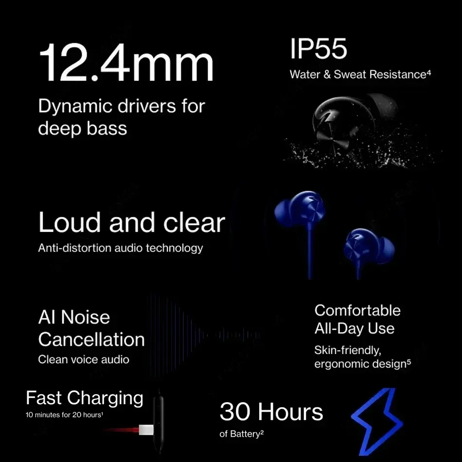 Original OnePlus Bullets Wireless Z2 Headphones Bluetooth 5.0 Hifi Earphones Call Noise Reduction Earbuds Magnetic IP55 Headset