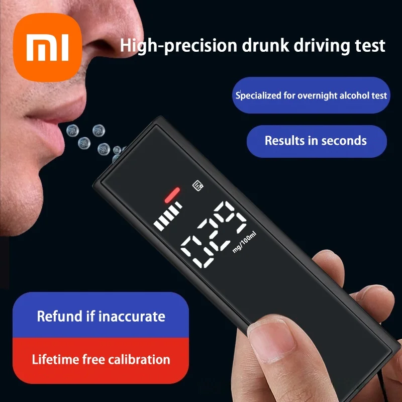 Xiaomi-alcoholímetro portátil con Sensor Semiconductor, resultado BAC instantáneo, pantalla Digital, diseño de llavero, probador de Alcohol para el hogar y el coche
