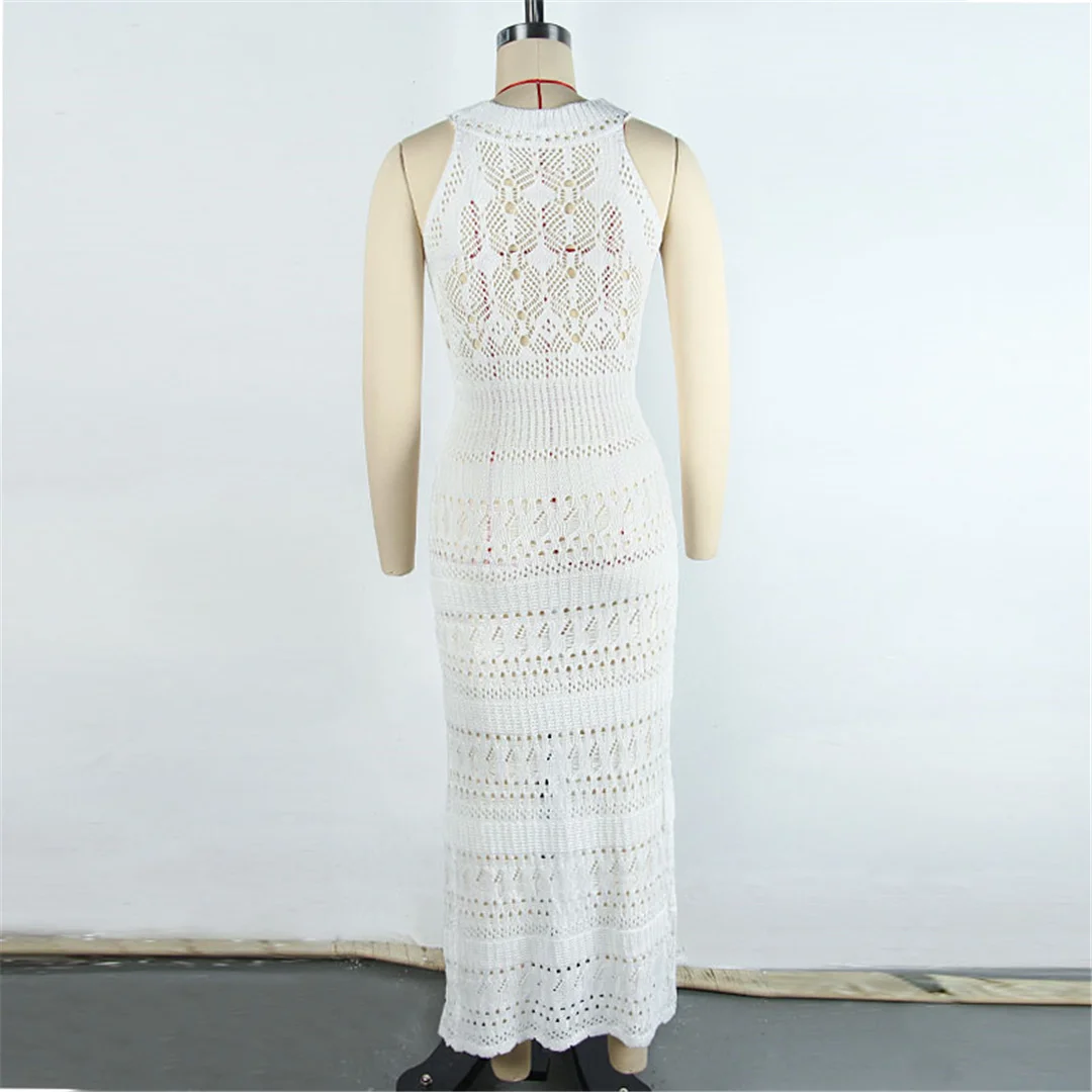 S - XL, ärmelloses, gehäkeltes, gestricktes Tunika-Strandkleid, Strandüberwurf, Strandkleid, Strandmode, Damen, V6809 – Detail 9
