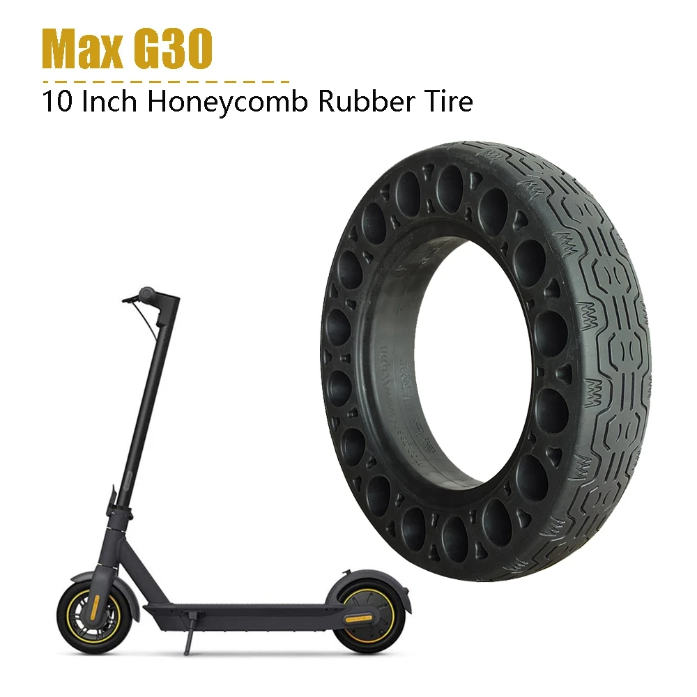 10 Inch Rubber Solid Tires For Ninebot Max G30 Electric Scooter Honeycomb Shock Absorber Damping Tyre Black