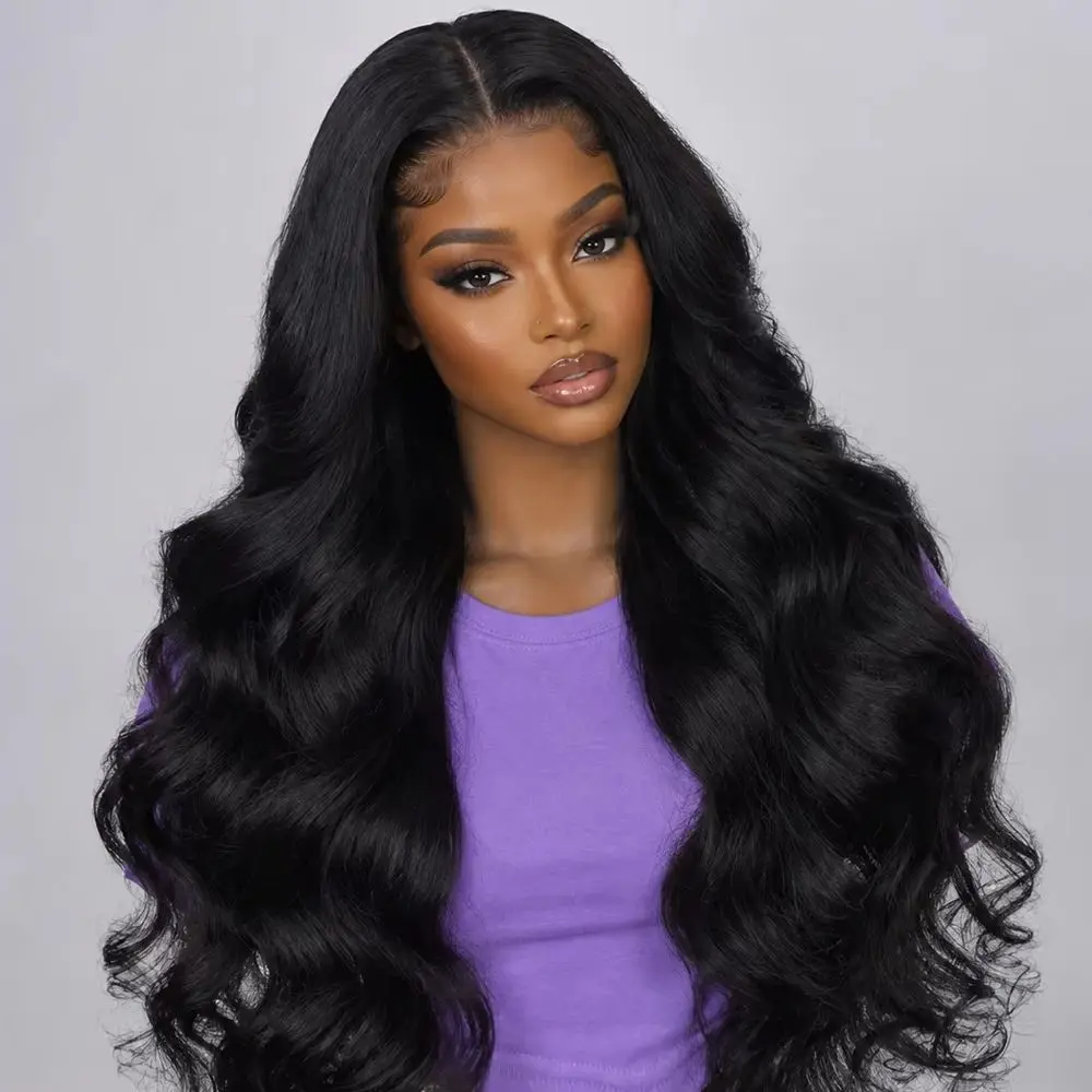 36 Inches Natural Black Body Wave Wigs 100% Human Hair Glueless Wigs 13x4 13x6 HD Lace Frontal Human Hair Wigs For Women 200%