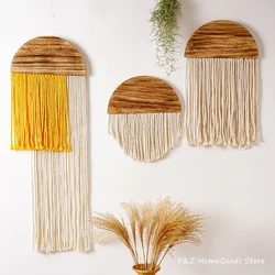 Hand Weaving Macrame Semicircle Board Wall Hanging Tapestry Nordic Style For Living Room Decor Bedroom Background Decoration