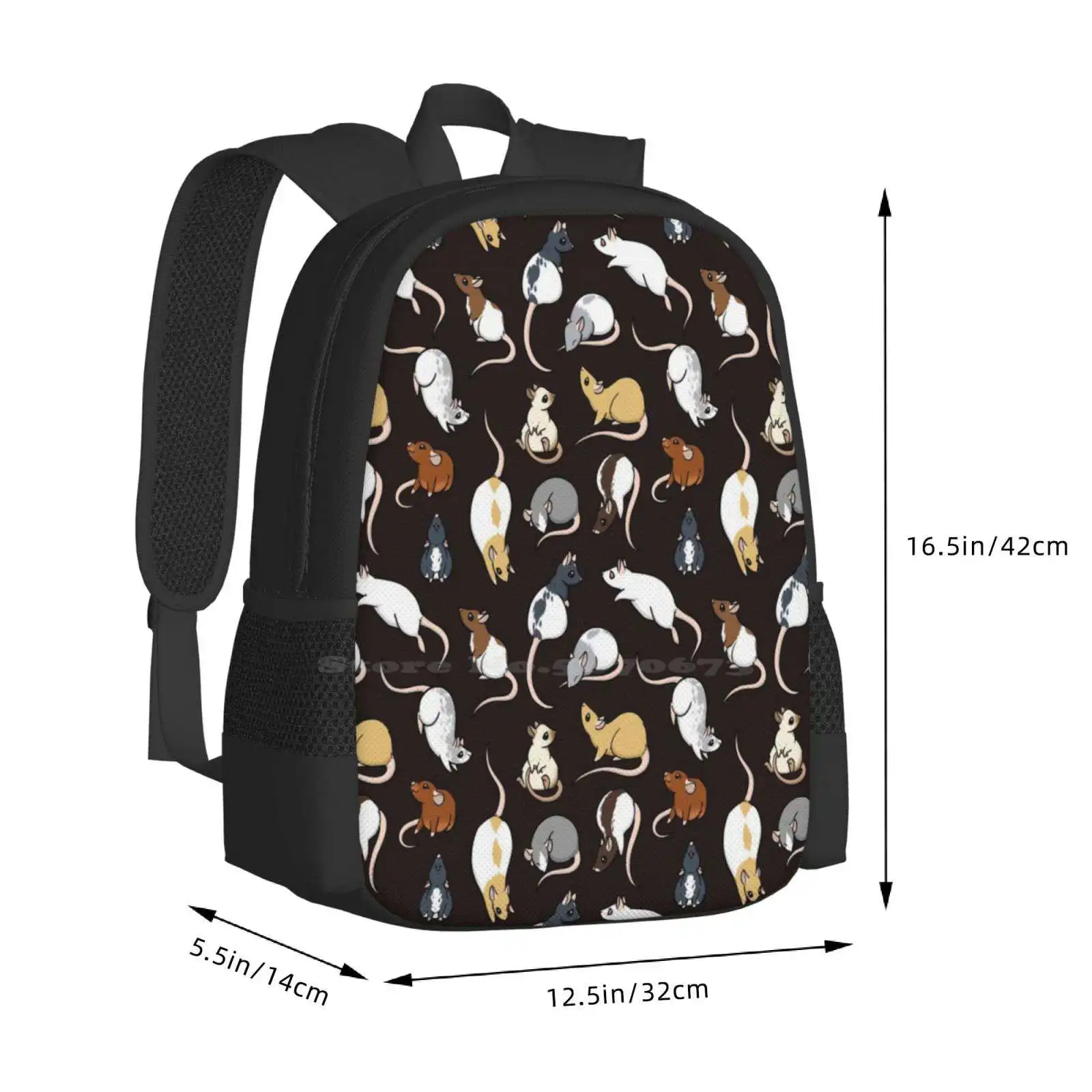 Rats Hot Sale Backpack Fashion Bags Ratty Mouse Rat Pattern Siamese Hooded Ratmarking Rat Art Cute Rat Animal Pattern Pet Rat