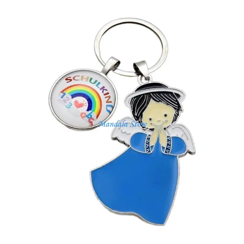 

U2JC Rainbow Cabochons Keychain Pendant Cartoon Keychain Keyring for Purse Bag Gift