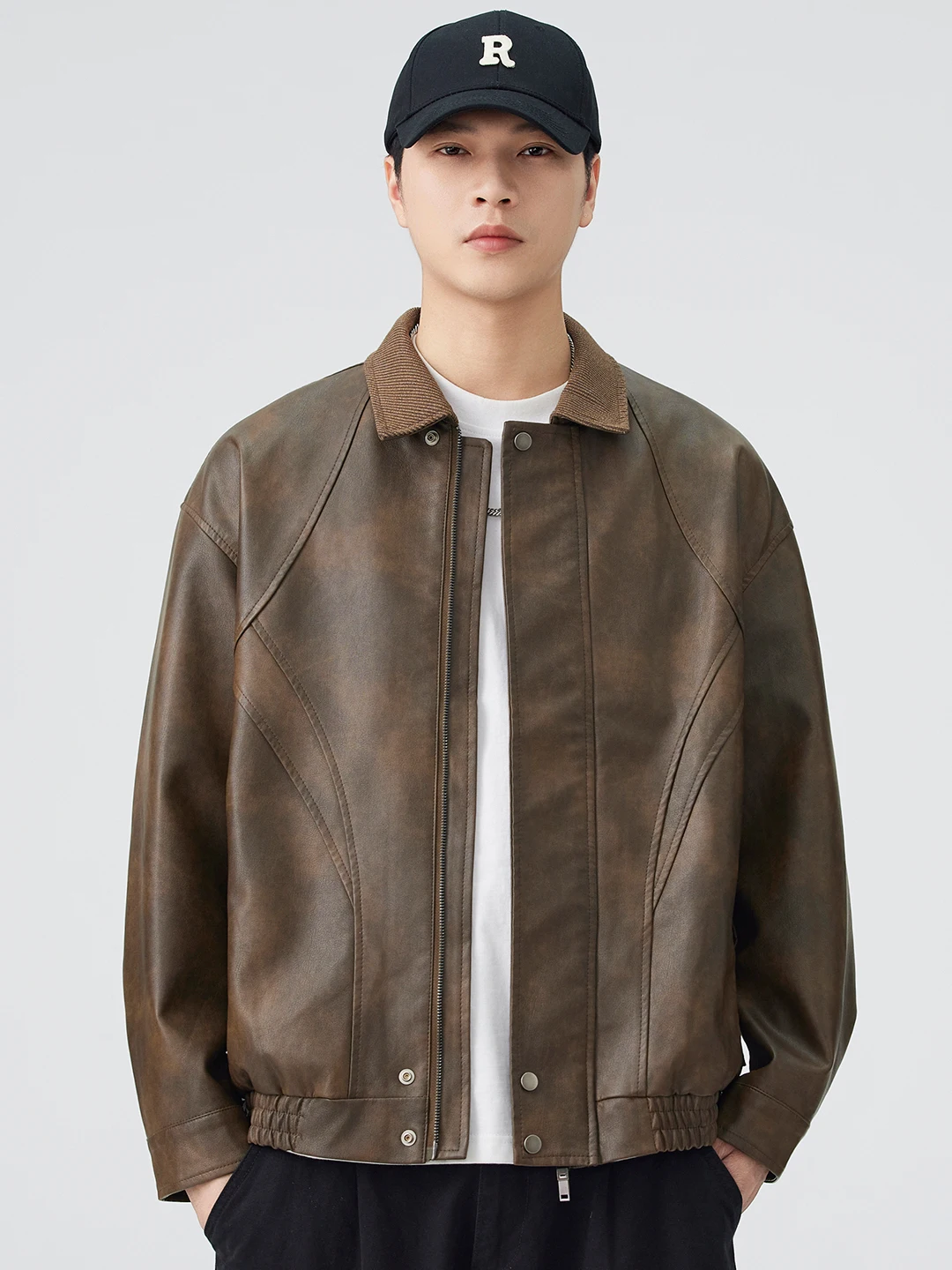 

Мужская куртка из искусственной кожи в американском ретро-стиле, новинка осени-зимы 2024, свободного кроя, модная, брендовая, ветрозащитная, с воротником, в стиле рабочей одежды