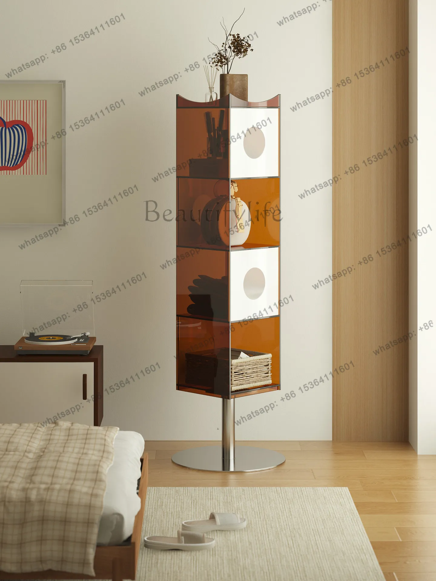 

Modern simple transparent acrylic bookcase multi-layer storage display cabinet