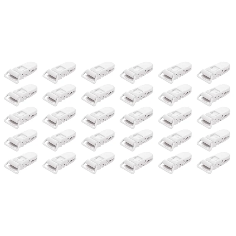 

Hot-30Pcs Baby Kids T-Shape Plastic Pacifier Clips Soother Dummy Style Badge Holder White