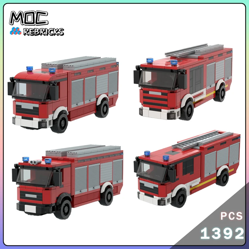 

Строительные блоки MOC GW Geräterüstwagen HLF20 Feuerwehr Bundeswehr Scania MAN Модель пожарной машины Технология Кирпичи Игрушки Рождественские подарки