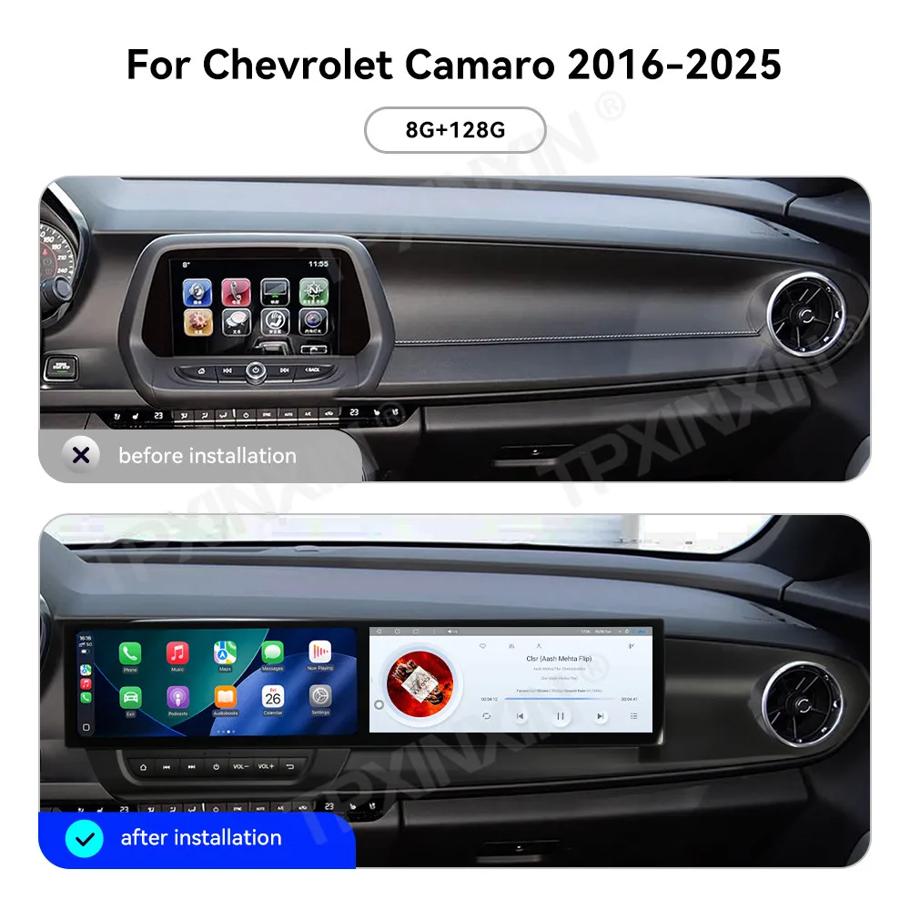 Dual-screen Interaction Android 13 For Chevrolet Camaro 2016~2025 Car Radio Multimedia GPS Navigation Stereo HD Screen Head Unit