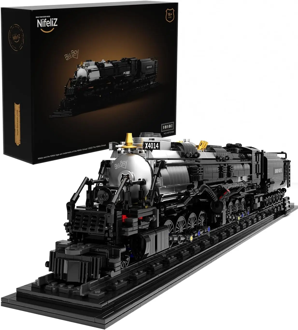 

Articulated Steam Locomotive Building Block Set, 1,818-Piece Train Display Kit for Gift Giving