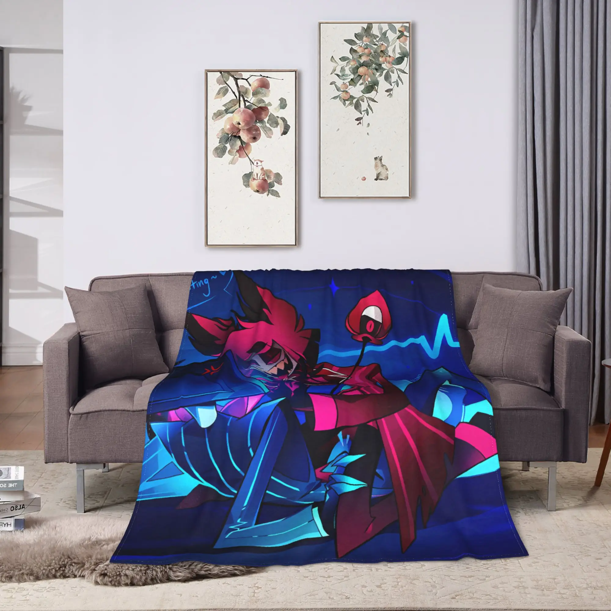 ผ้าห่มลายอลาสตอร์ ปีศาจรادิโอ สำหรับเด็กหญิงและเด็กชาย ผ้าห่มฟลานเนลสำหรับห้องนั่งเล่น ผ้าห่มนุ่ม อุ่น ดีไซน์สวยงาม คุณภาพดี เหมาะเป็นของขวัญ