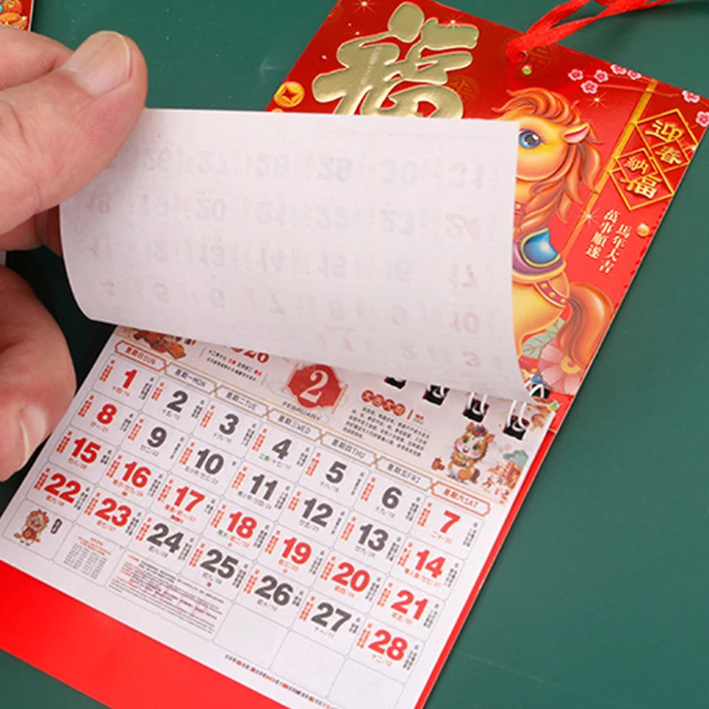 1/4 قطعة الصينية زودياك الحصان سنة تقويم صغير 2026 مخطط شهري مهرجان يوم منظم أجندة مكتبية /رزنامة مكتبية سطح المكتب الديكور