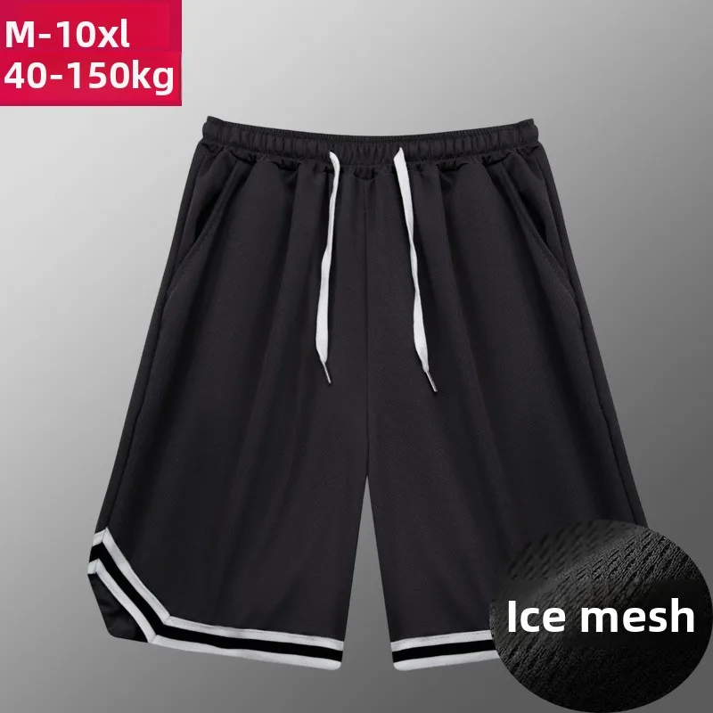 Plones Cortos de Seda de Hielo Elásticos de Talla ande para Hombre, Plones Deportivos de Malla Transpirable de Seca...