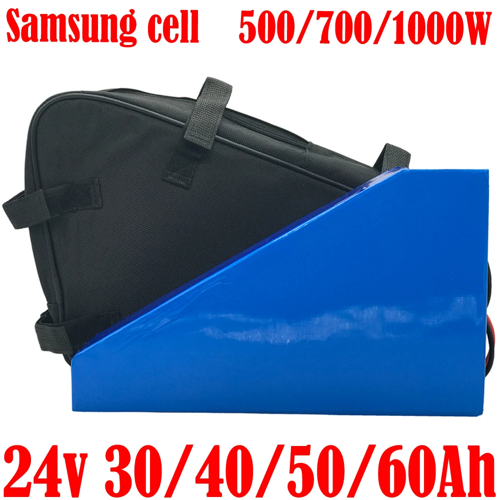 

18650 cell Triangle eBike Battery 24V 30AH 40AH 50AH 60AH Electric Bike Lithium Batterie For 500W 700W 1000W electric scooters