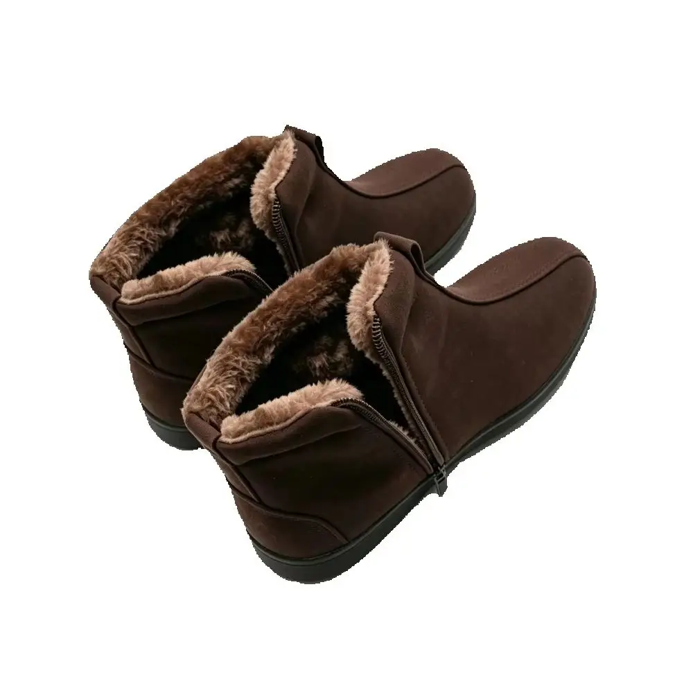 Buddhist Monk Winter Ankle Boots Thick Fleece Lined Suede Shoes Non Slip Rubber Sole Side Zipper For Priest And Lay Buddhist