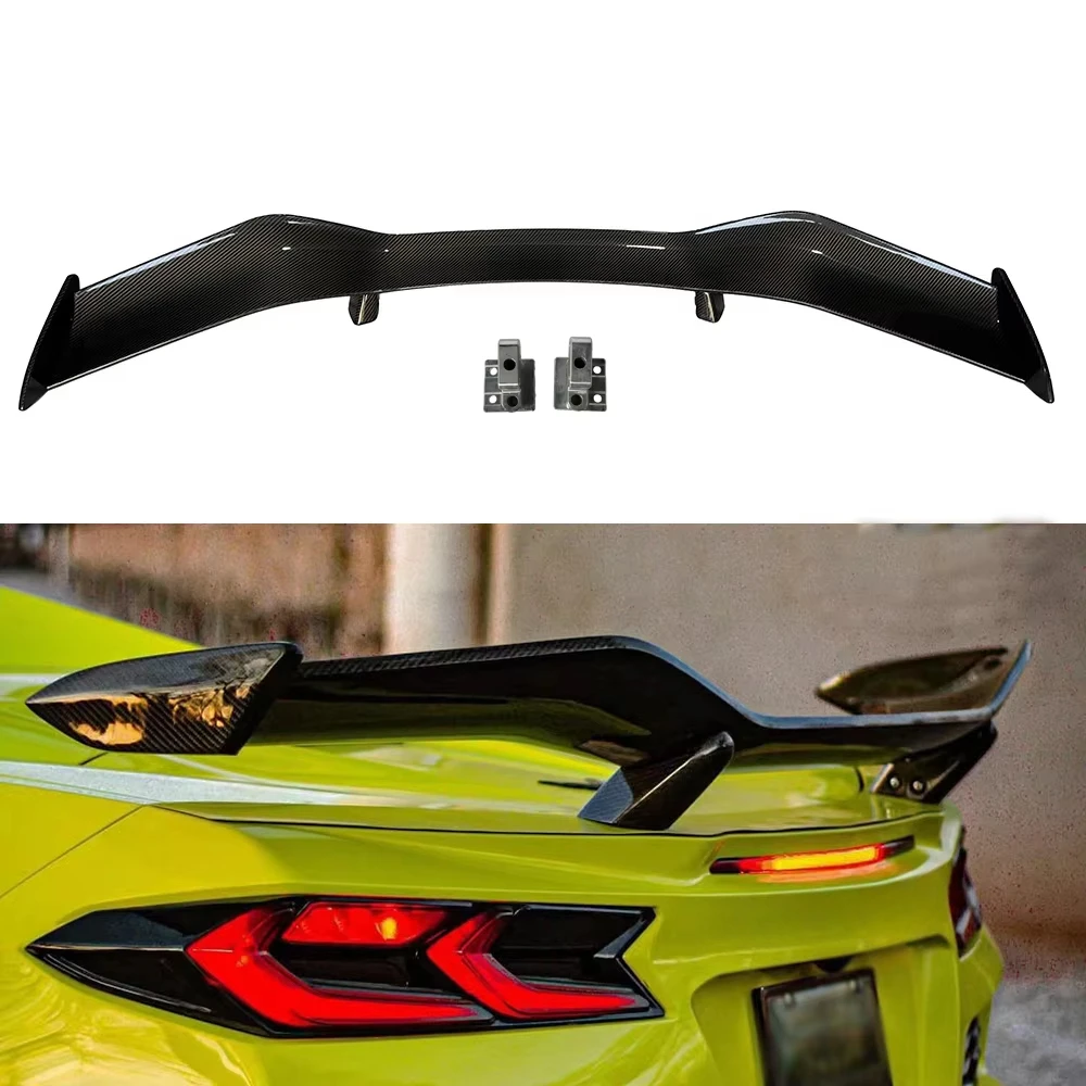 

New Arrival Wet Carbon Fiber Rear Trunk Wing for Corvette C8 Z06 Single Deck Ducktail Rear Spoiler Wing