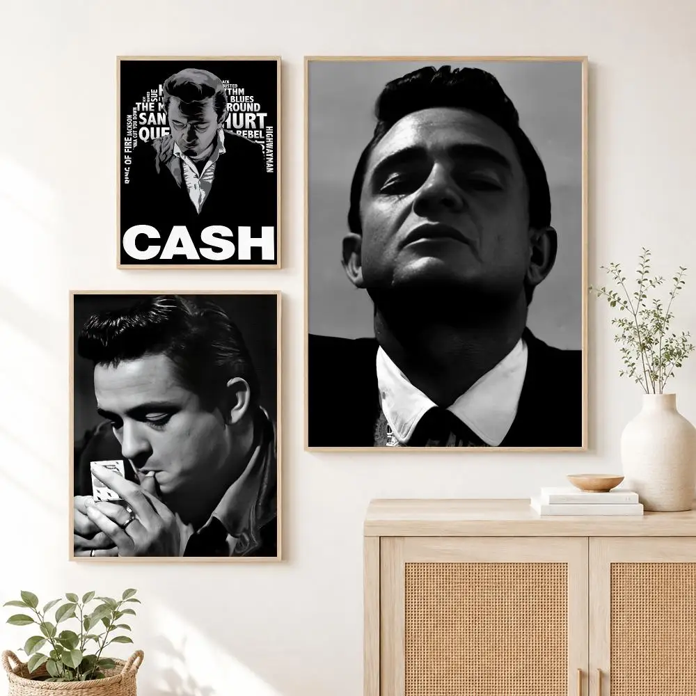 Pop Singer J-Johnny Cash Poster Self Adhesive Wall Art Decor for Bedroom Living Room Office Home Decor Gift