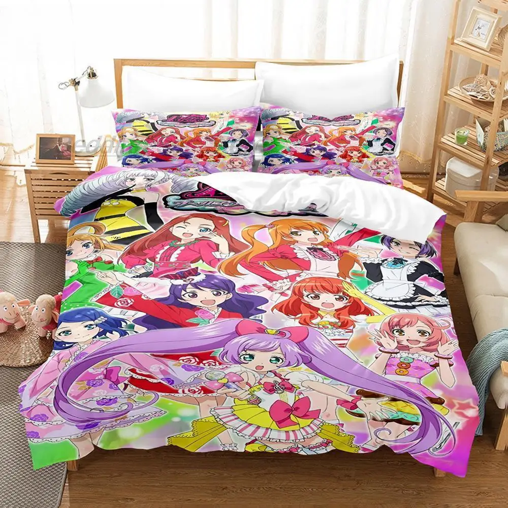 New Kawaii Anime Girls Idol Time Pripara Bedding Set Single Twin Full Queen King Size Bed Set Adult Kid Bedroom Duvet cover Sets