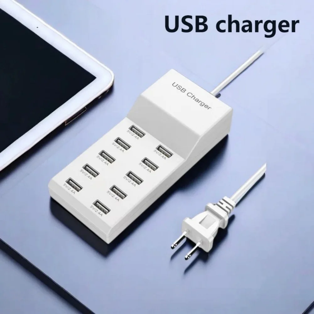 USB Charger 50W 10-Ports USB Charging Station for Multi Devices Type C Hub Adapter For iPhone Samsung Xiaomi 15 Extension Socket