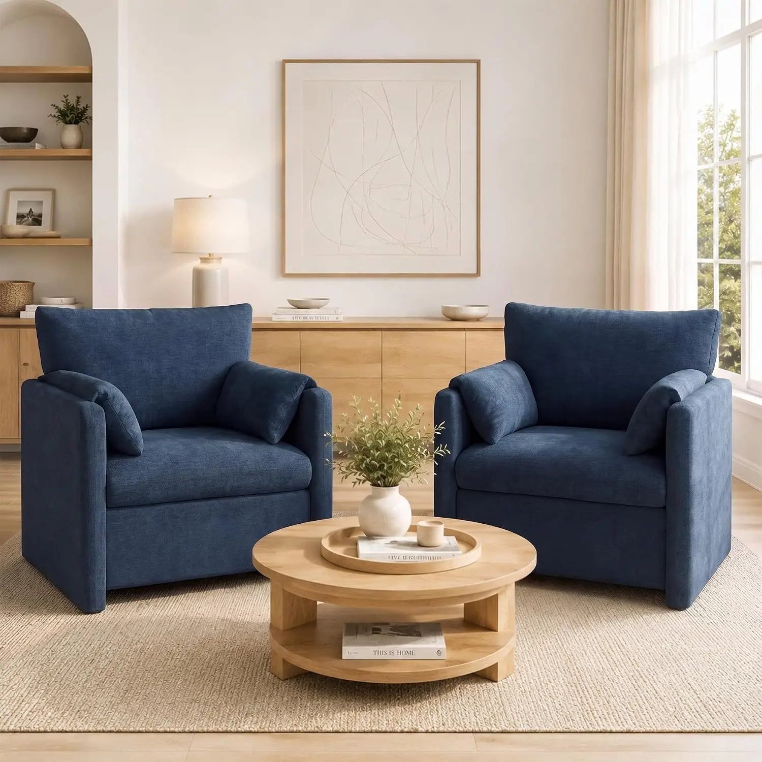 Oversized Accent Chair Set of 2, Comfy Reading Chair for Living Room Bedroom, Customized