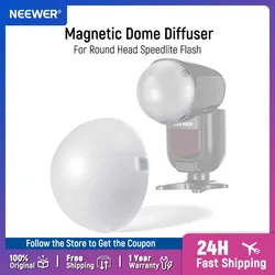 NEEWER Magnetic Dome Diffuser for Round Head Speedlite Flash Magnetically Attached Flash Dome Light Modifier for Z2 Z1 Speedlite