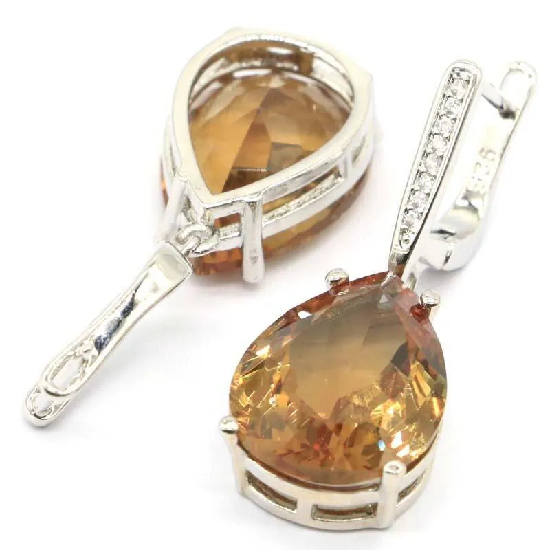 Buy 4 Get 1 Free 35x13mm Jewelry Set Drop Zultanite Color Changing Alexandrite Topaz CZ Women Wedding Silver Earrings Pendant