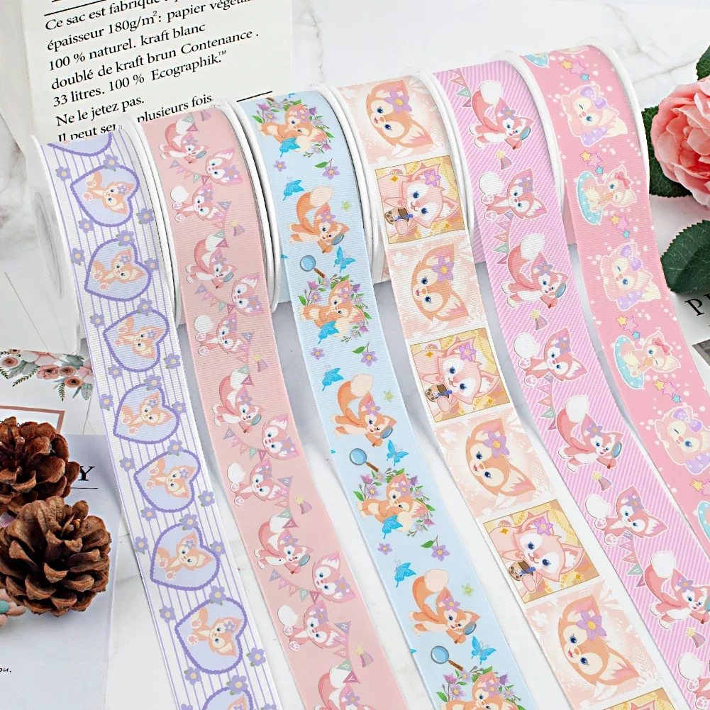 10yards Disney Duffy Friend LinaBell StellaLou Printed Grosgrain Ribbon DIY Girl Headwear Hair Bows Satin Ribbon