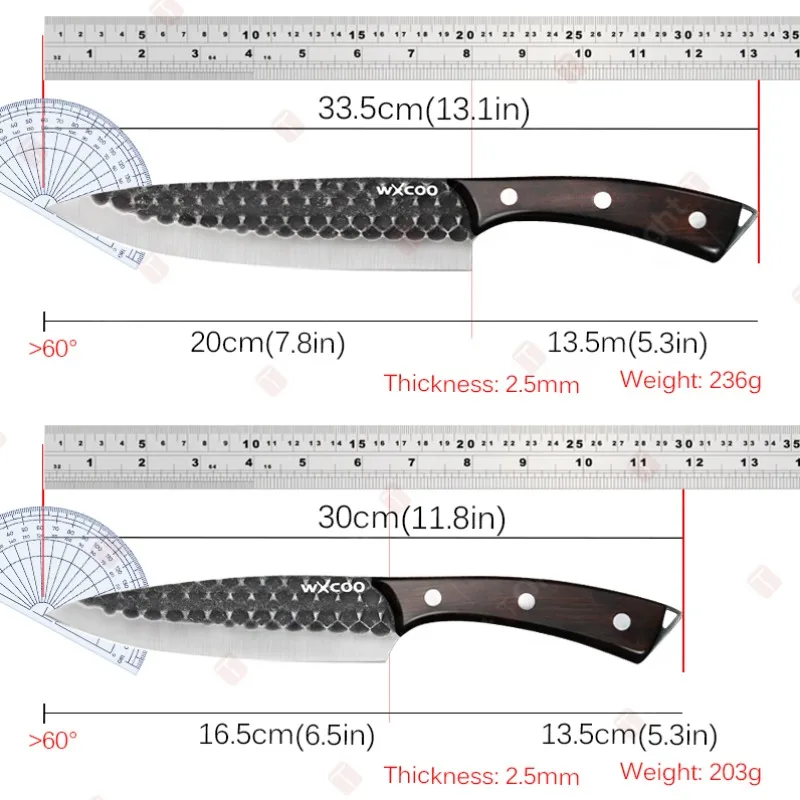 WXCOO Multi-purpose Chef's Knife Stainless Steel Boning Knife Kitchen Vegetable Cutter Butcher Meat Cleaver Beef Cutting Knives