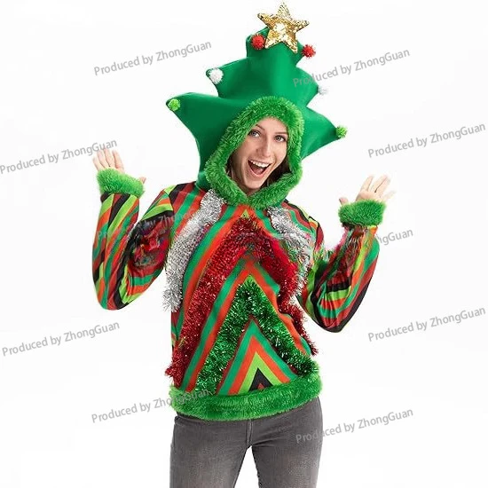 Christmas Tree Hooded Top Cosplay Party Costume