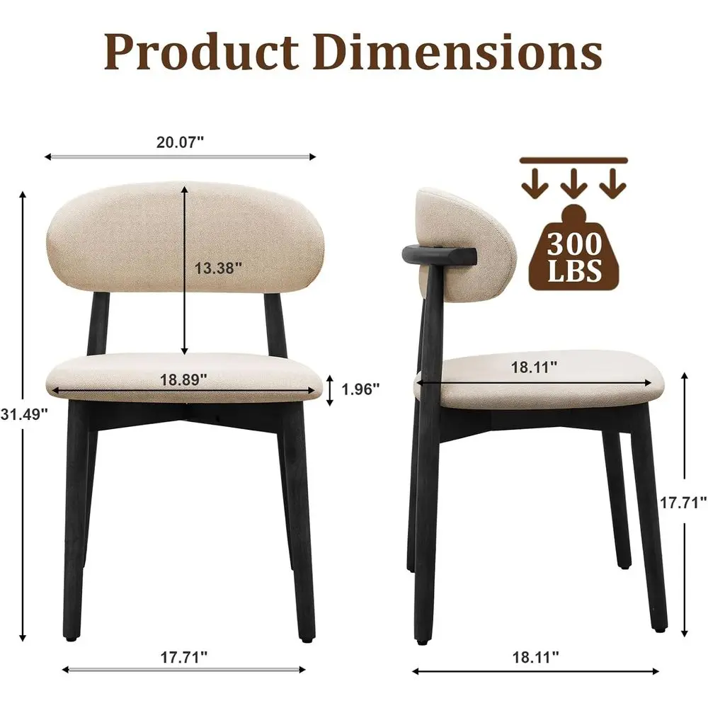 Set di sedie da pranzo moderne imbottite da 4 pezzi con poggiapiedi, tessuto beige, adatto per cucine di metà secolo e fattoria e ca