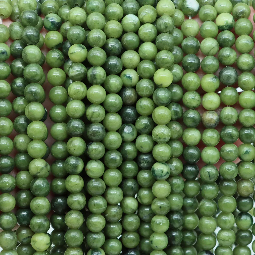 4 6 8 10 MM Natural Green Southern Jade Stone Round Loose Spacer Beads For DIY Bracelet Necklace Jewelry Making Accessories
