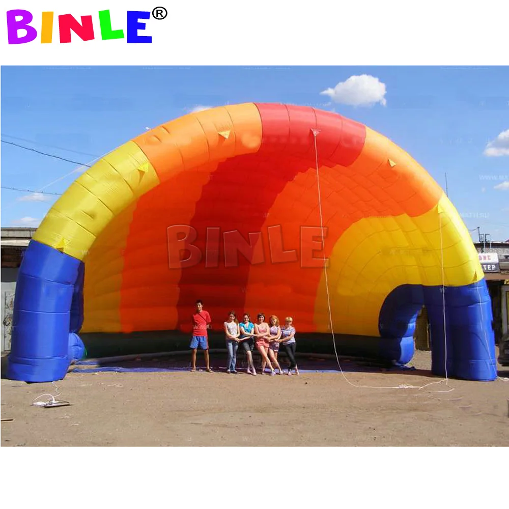 

Customized half dome rainbow colorful shell event activity decoration big inflatable tent with blower sale
