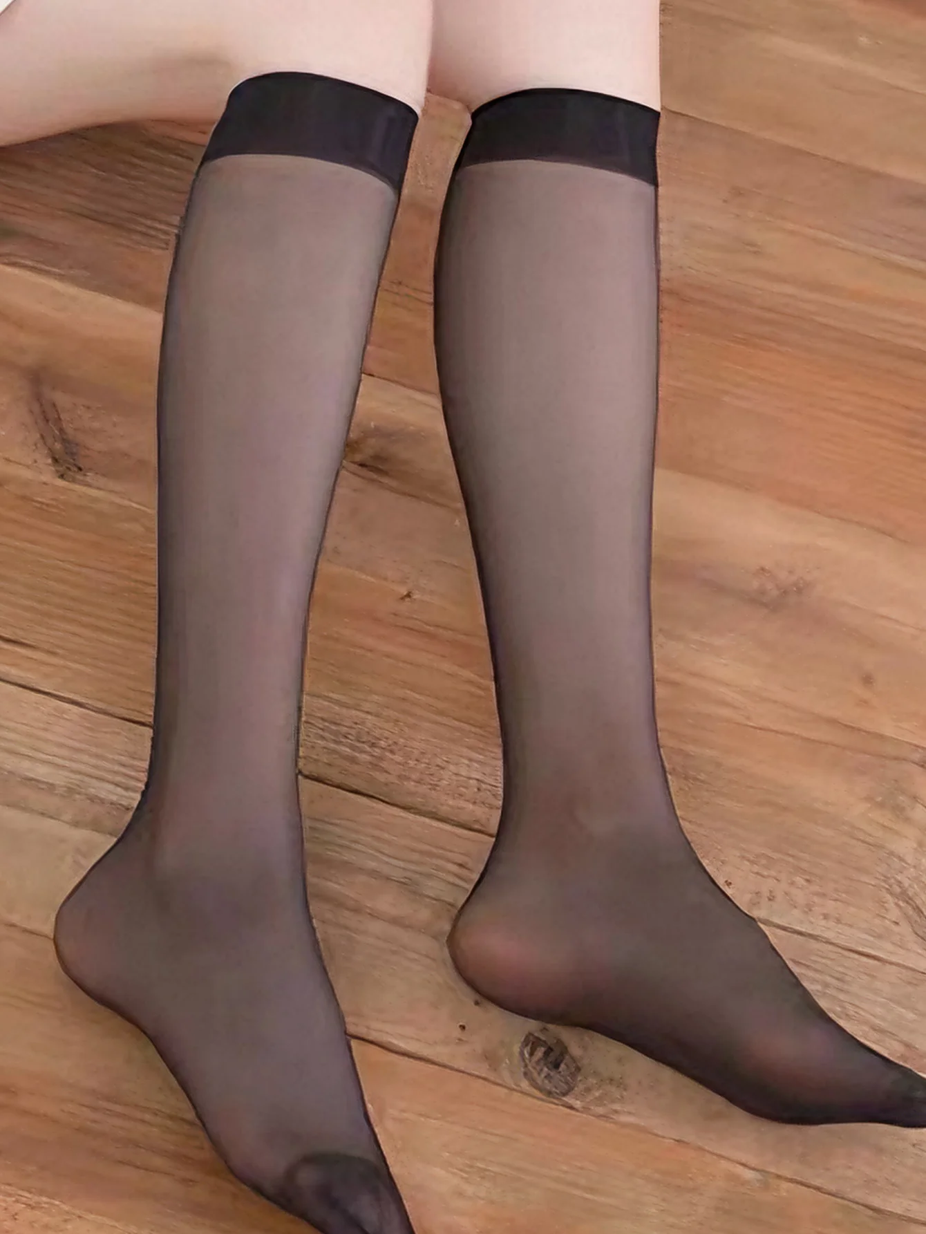 5 par damskich czarnych, ultracienkich, przezroczystych pończoch do uda, wygodne, elastyczne, seksowne rajstopy na co dzień, na imprezę, na romantyczne randki. — zdjęcie 3