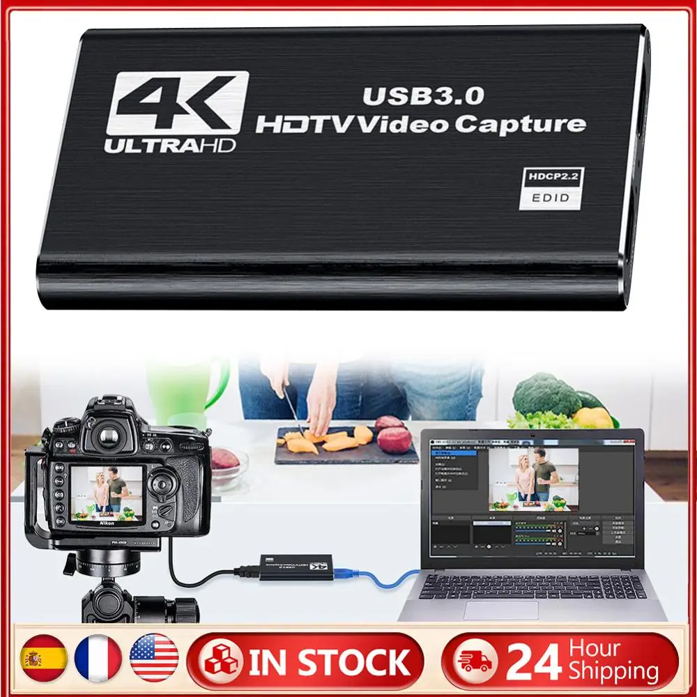 

USB 3.0 4K HDMI-совместимая карта захвата 1080P 60FPS Карта захвата аудио-видео для потоковой передачи работает для PS4/камеры/ПК
