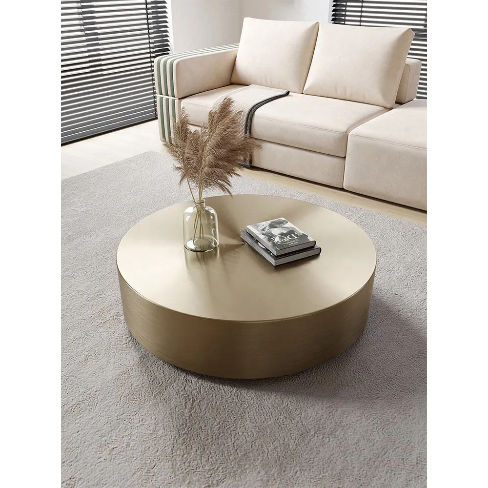 Simple Style Golden Coffee Table Living Room Round Tea Tables High Gloss Stainless Steel Center Tables Guarantee Quality Durable