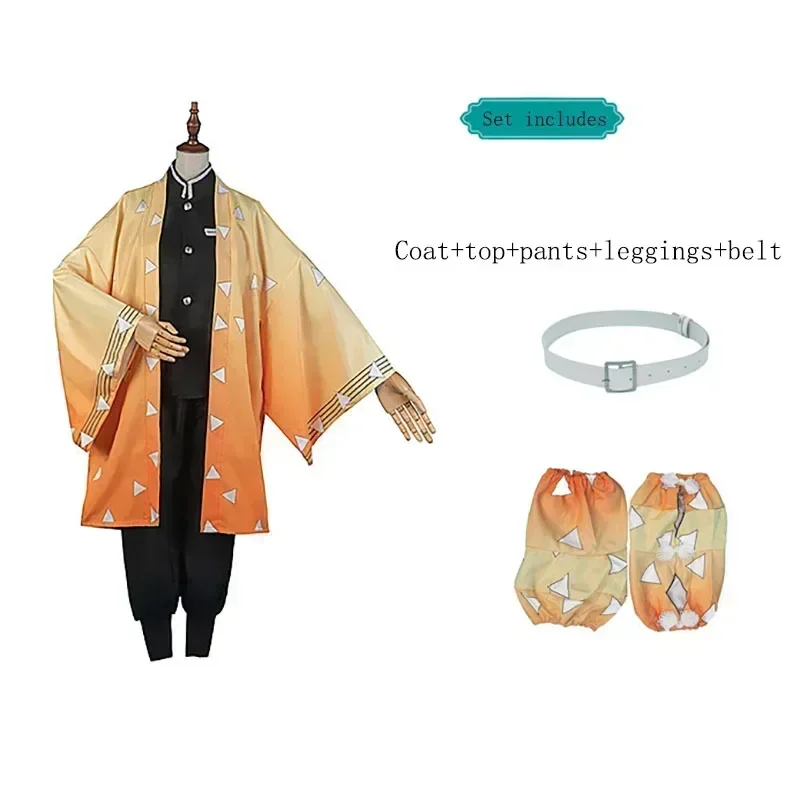Demon Slayer Kamado Tanjirou Zenitsu Abito Costume Cosplay Anime Set per bambini Uomo Abito di Halloween Uphallwaen Donna Bambini